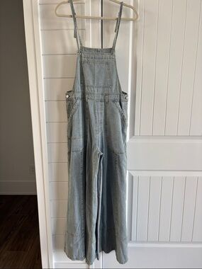 Vici Light Blue Wide-Leg Denim Overalls